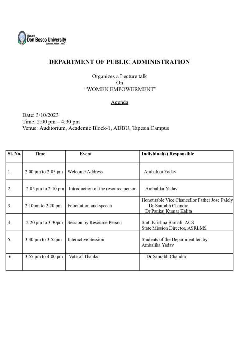 Agenda on Women Empowerment